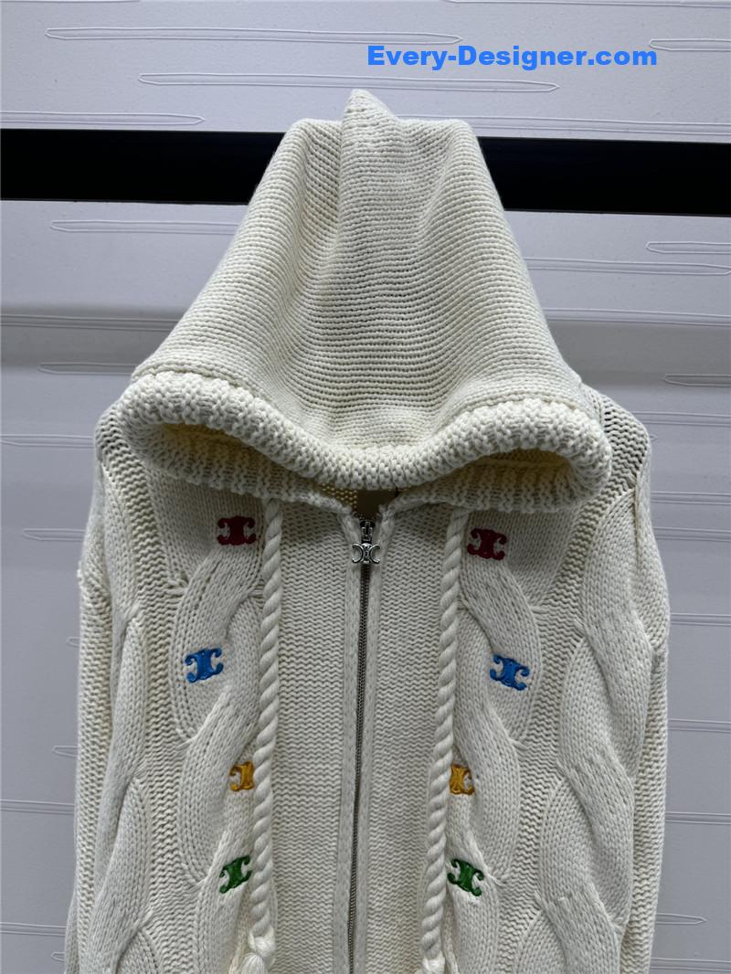 Ce1i*e crochet zip-up hooded sweater