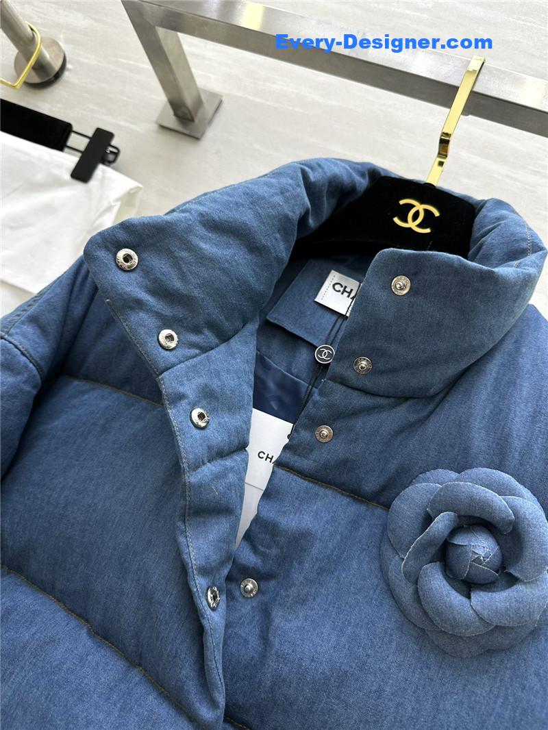 Ch**el denim jacket down coat
