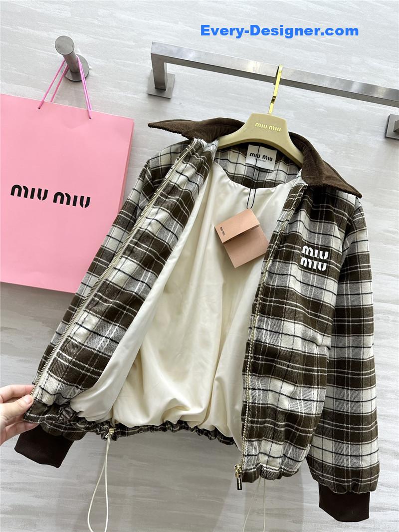 M1um1u plaid down jacket