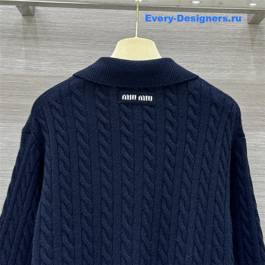 Miu Miu Clinic Knit Polo Shirt Navy