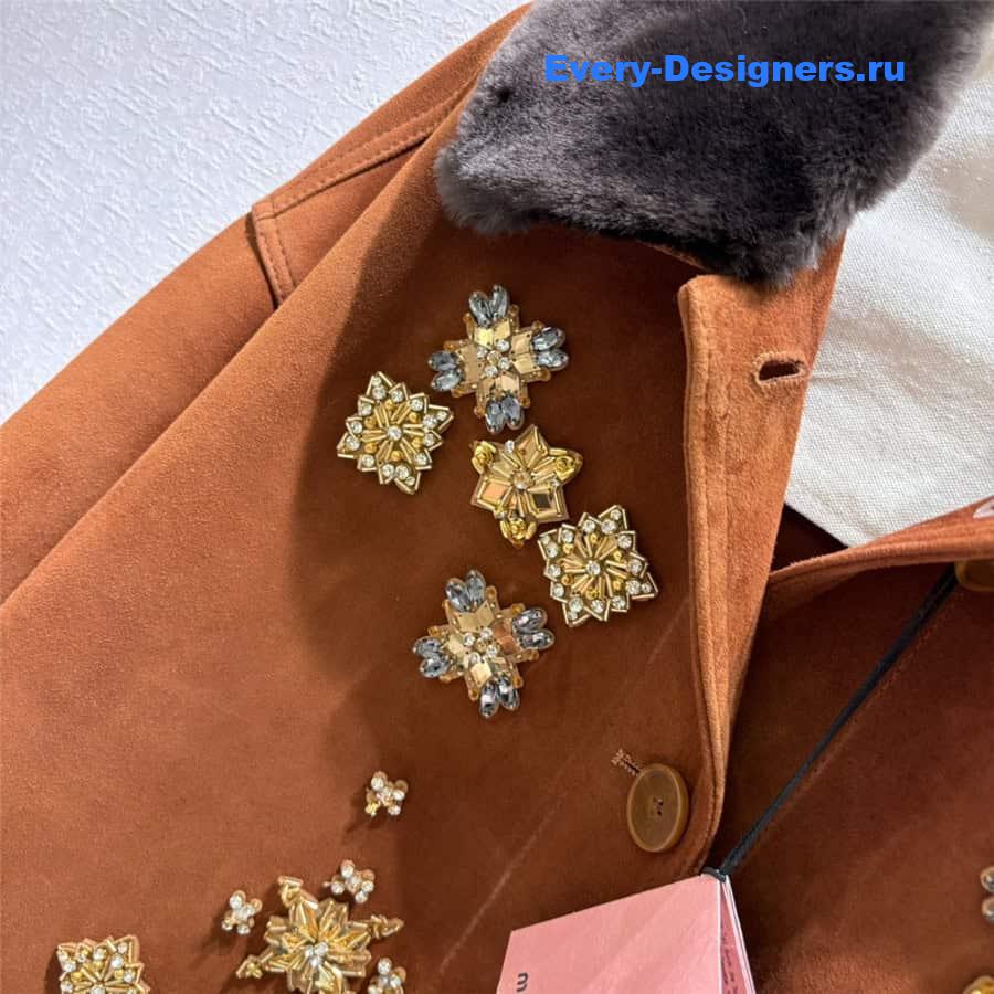 M1um1u rabbit fur lapel coat