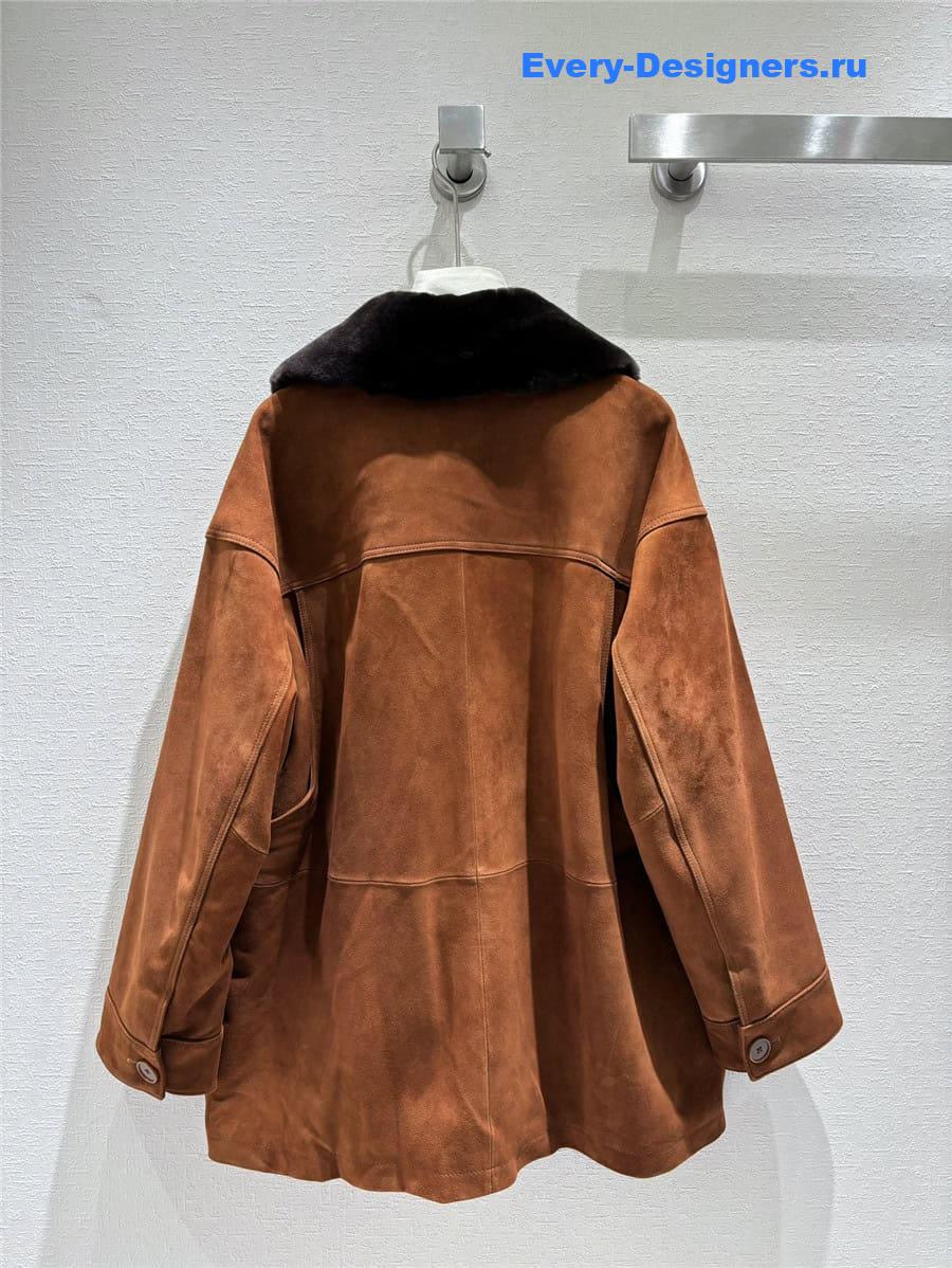 M1um1u rabbit fur lapel coat