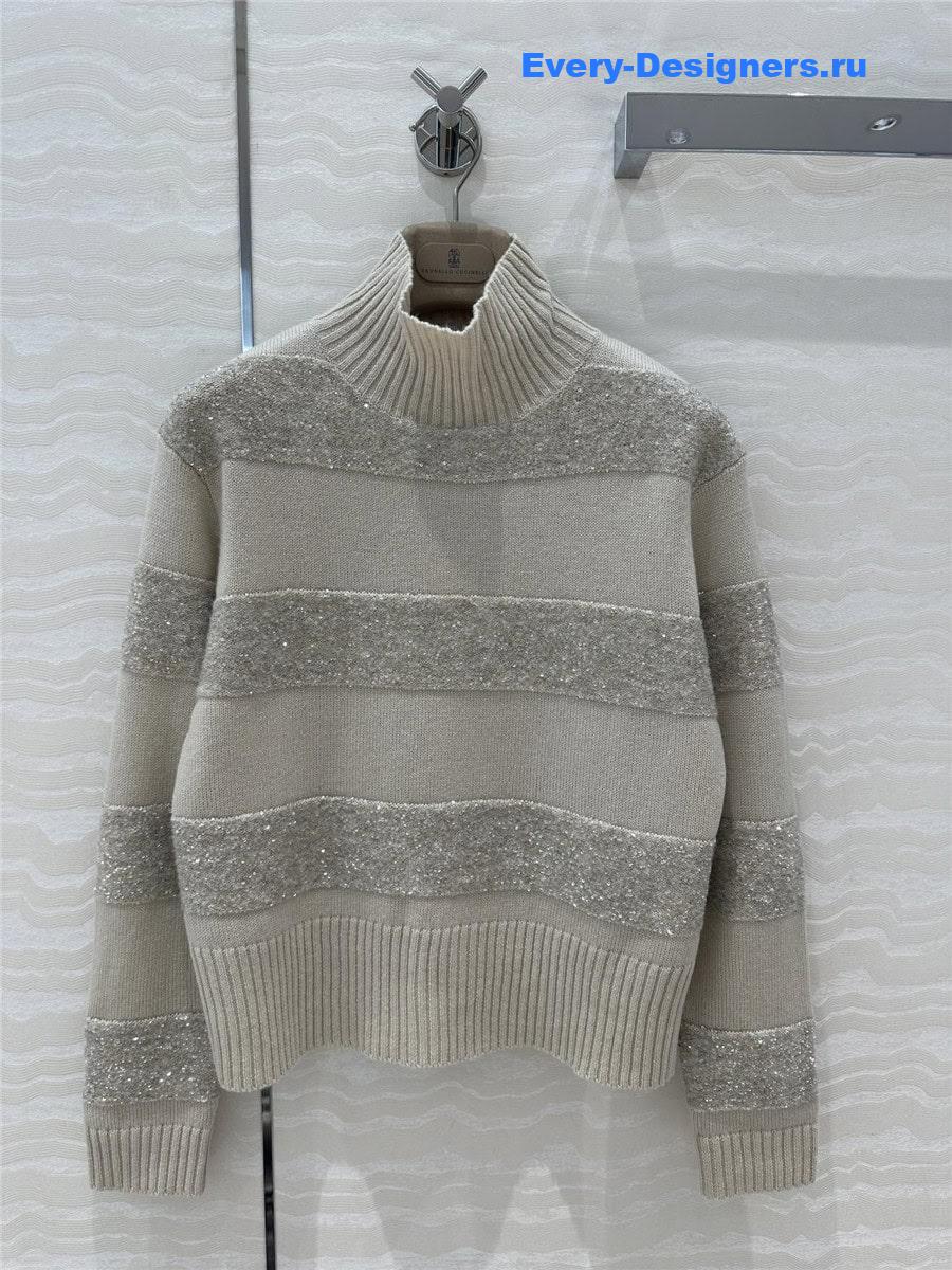 BC Sequin Knitted Cashmere Sweater in Grey