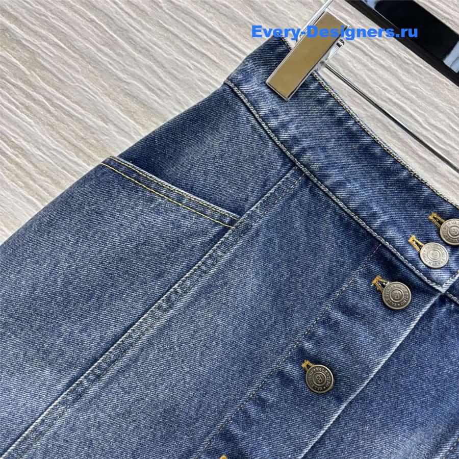 Va1e*ntin0 ribbon embroidered denim skirt
