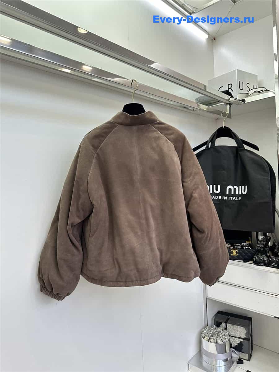 M1um1u leather down jacket