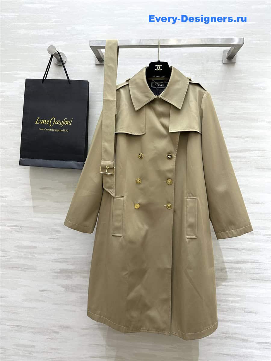 Versace double-breasted long trench coat