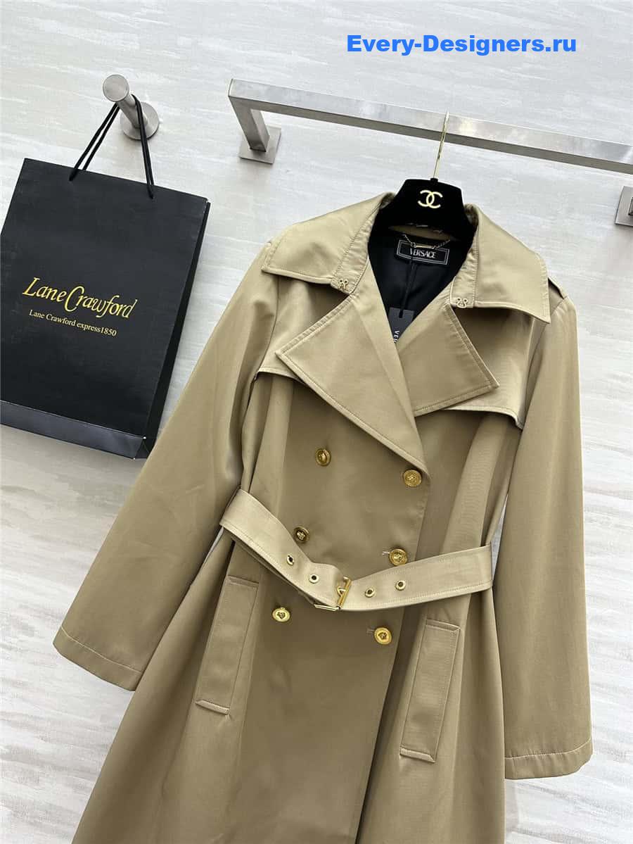 Versace double-breasted long trench coat