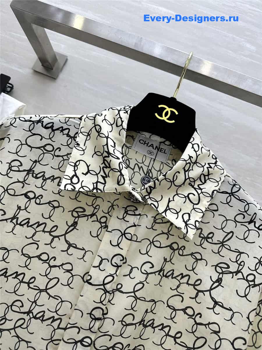 CC logo graffiti silk cotton shirt