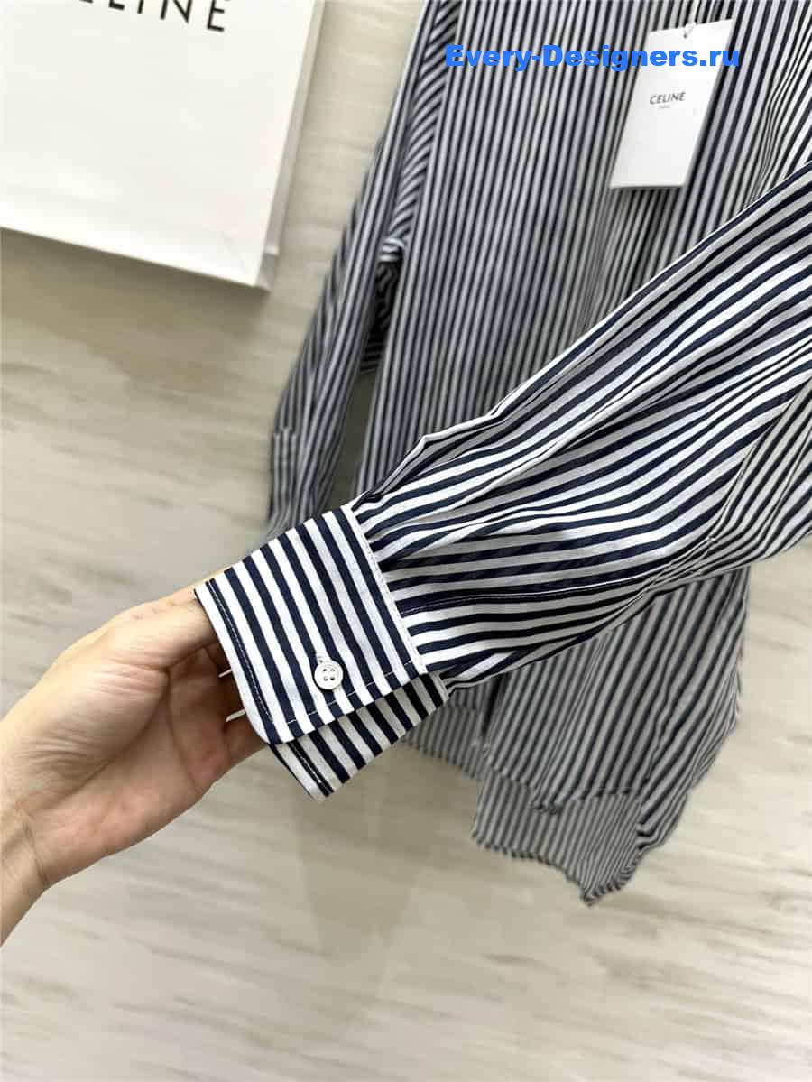 Ce1i*e vertical striped stand collar shirt