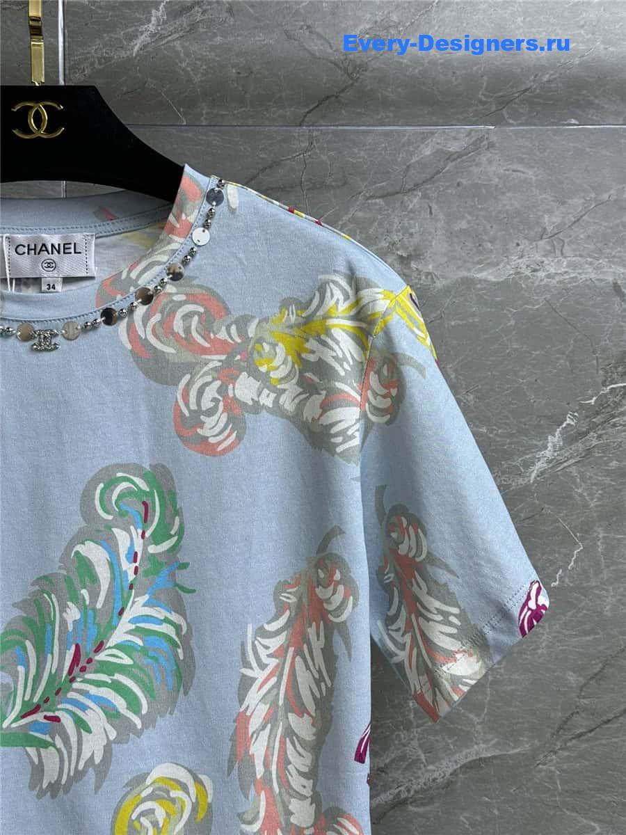 CC feather print T-shirt