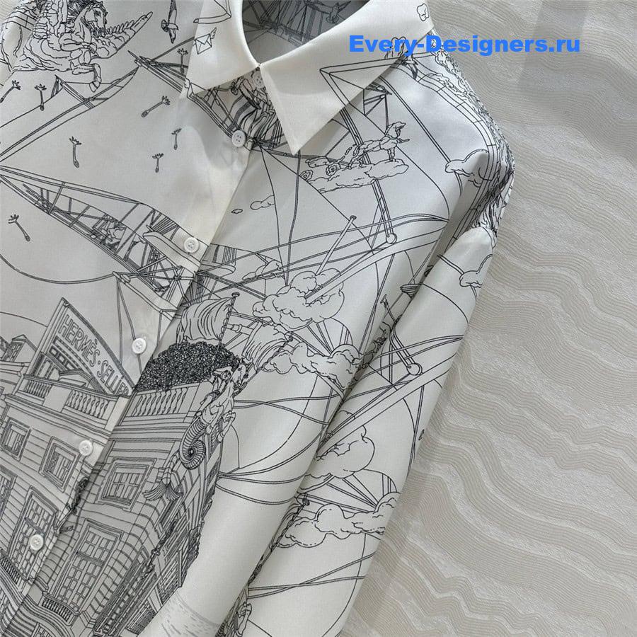 H**me5 scarf print silk shirt