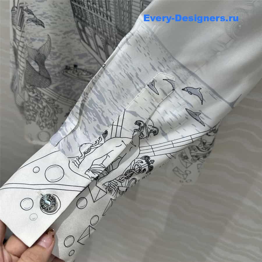 H**me5 scarf print silk shirt