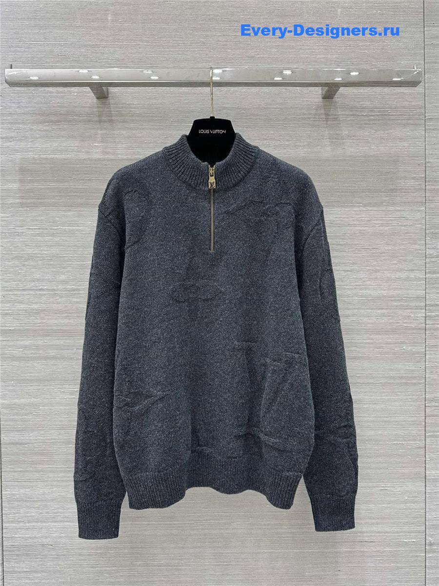 LV Monogram Jacquard Half Zip Sweater
