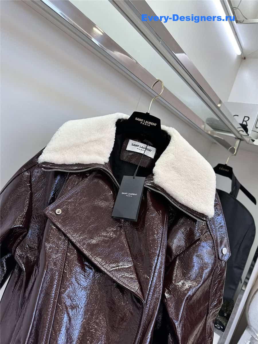 Y51 fur collar leather jacket