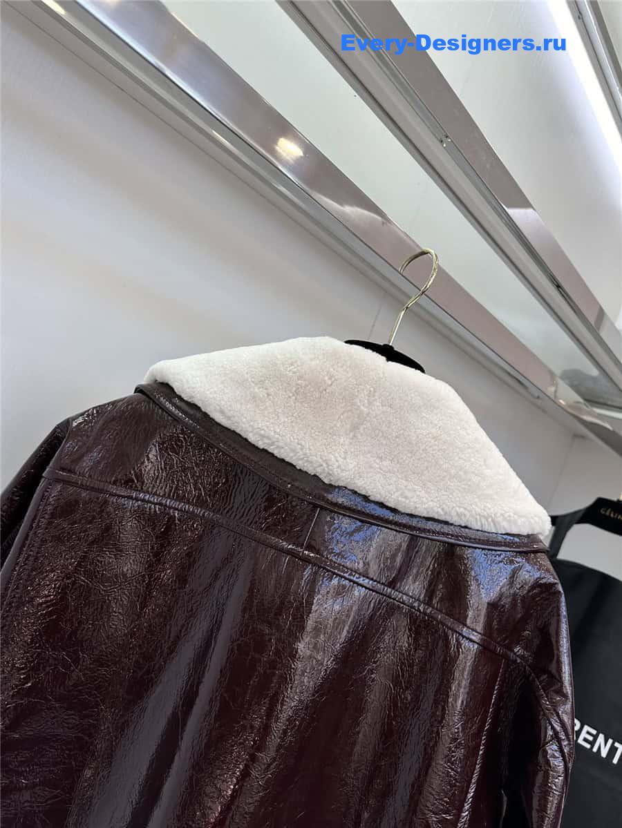 Y51 fur collar leather jacket