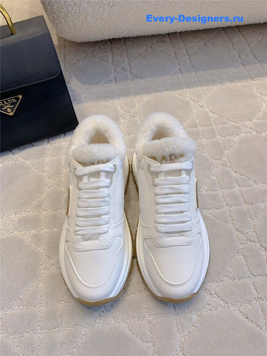 Pra*a triangle logo lace-in sneakers white