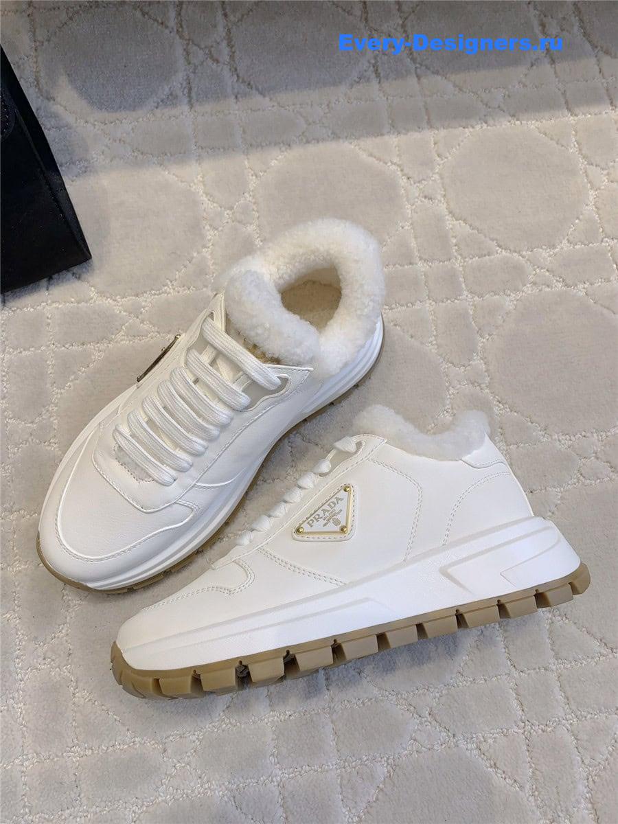 Pra*a triangle logo lace-in sneakers white
