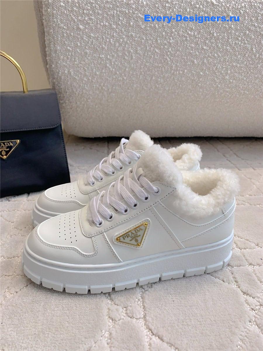 Pra*a triangle logo plaque lace-up sneakers
