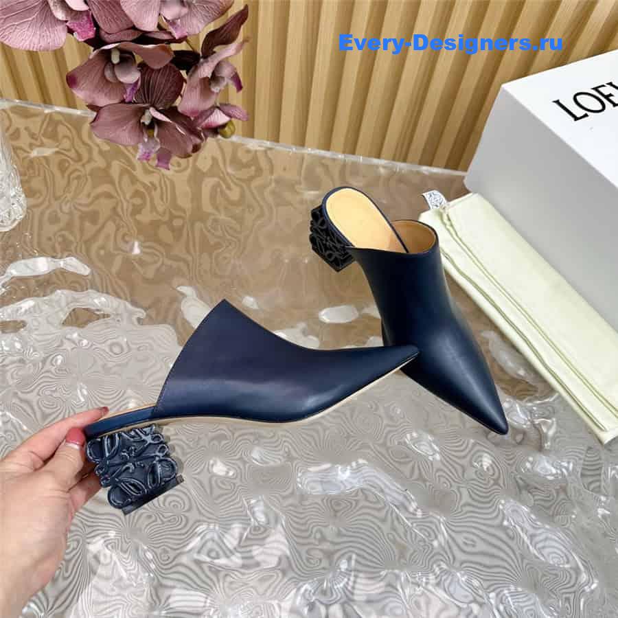 L0ew* anagram heel mules in navy