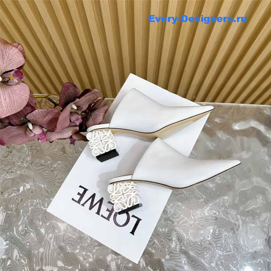 L0ew* anagram heel mules in white