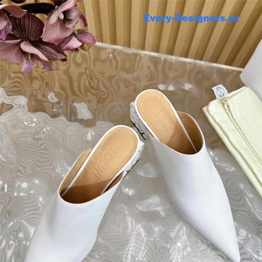 L0ew* anagram heel mules in white