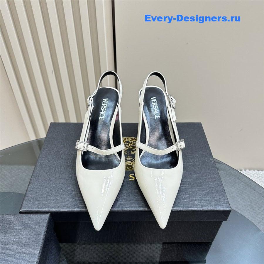 Versace Perfume Heels White Slingbacks
