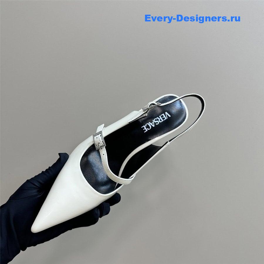 Versace Perfume Heels White Slingbacks