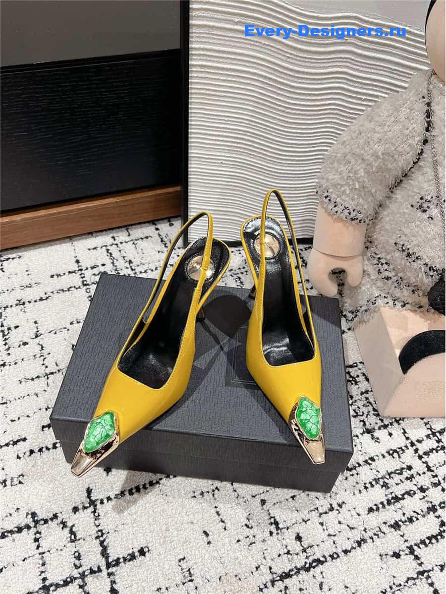 Y51 jeanne slingback pumps in yellow pattern leather