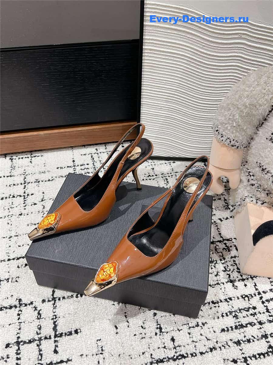 Y51 jeanne slingback pumps in brown pattern leather