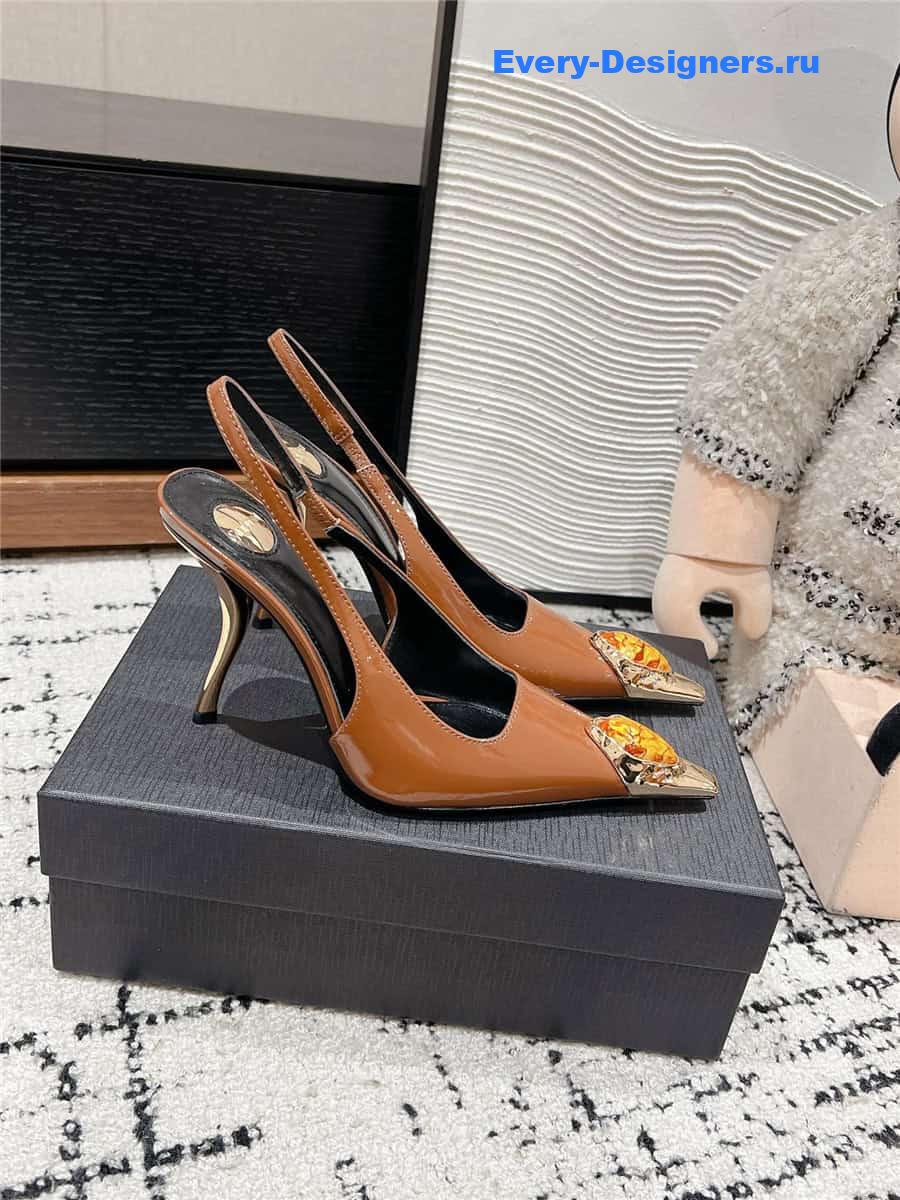 Y51 jeanne slingback pumps in brown pattern leather