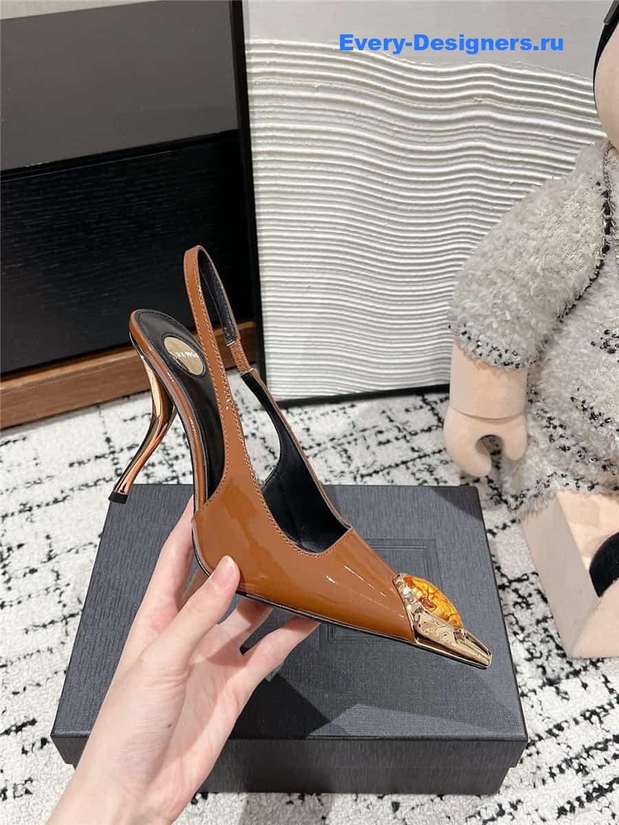 Y51 jeanne slingback pumps in brown pattern leather