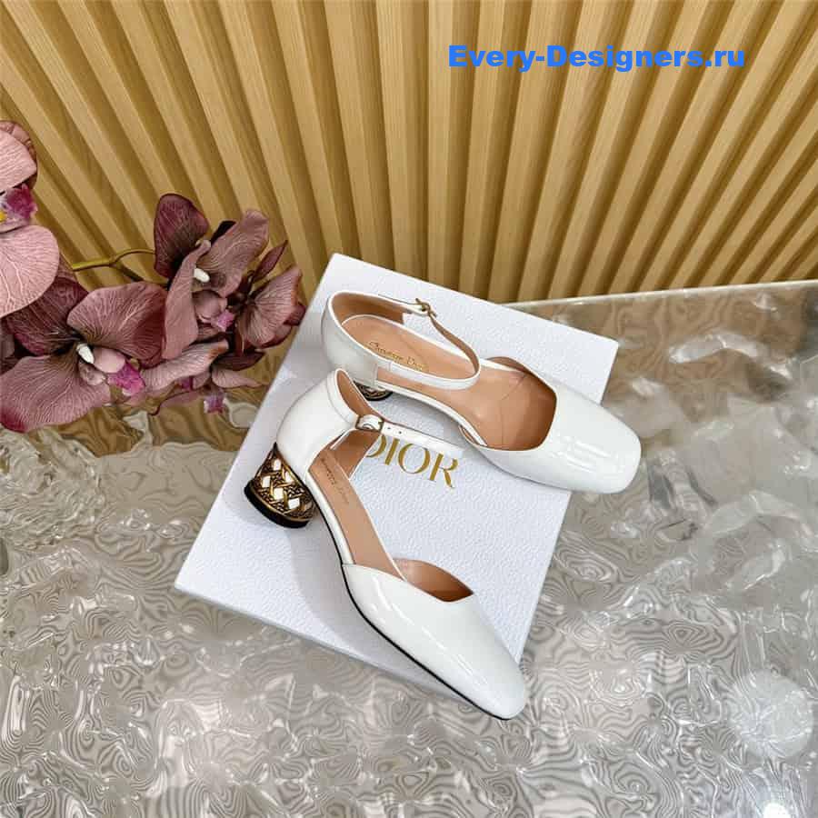 jolie D10r white patent calfskin pumps