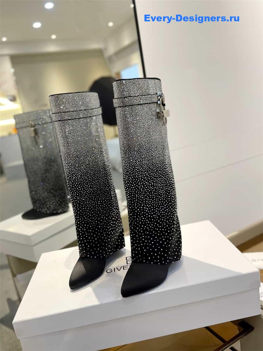 Givenchy Shark Lock Satin Boots with Strass