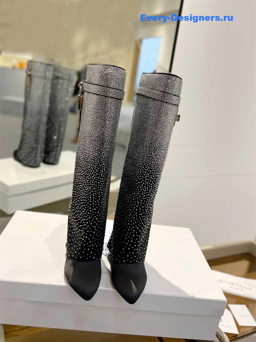 Givenchy Shark Lock Satin Boots with Strass