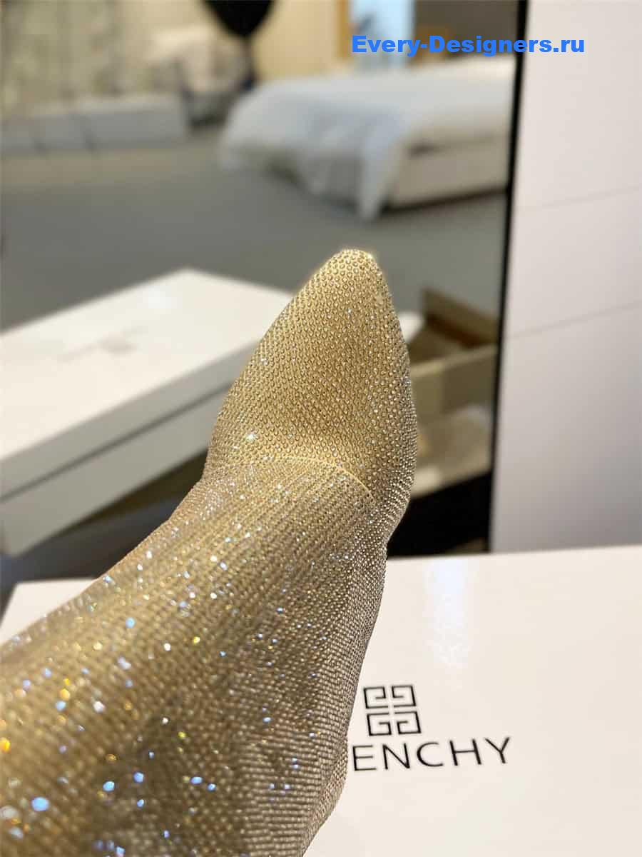 Givenchy Shark Lock Boots in Satin with Strass