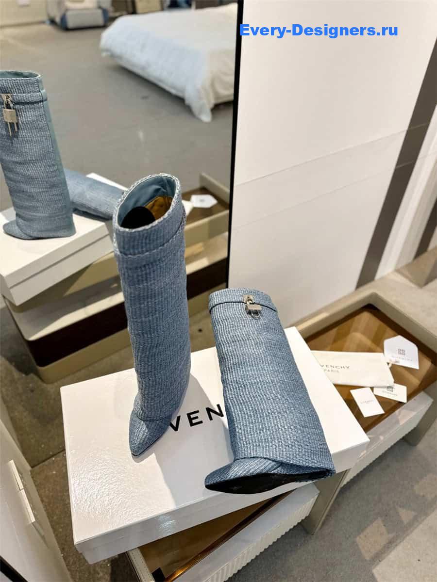 Givenchy Shark Lock Raffia Knee-High Boots