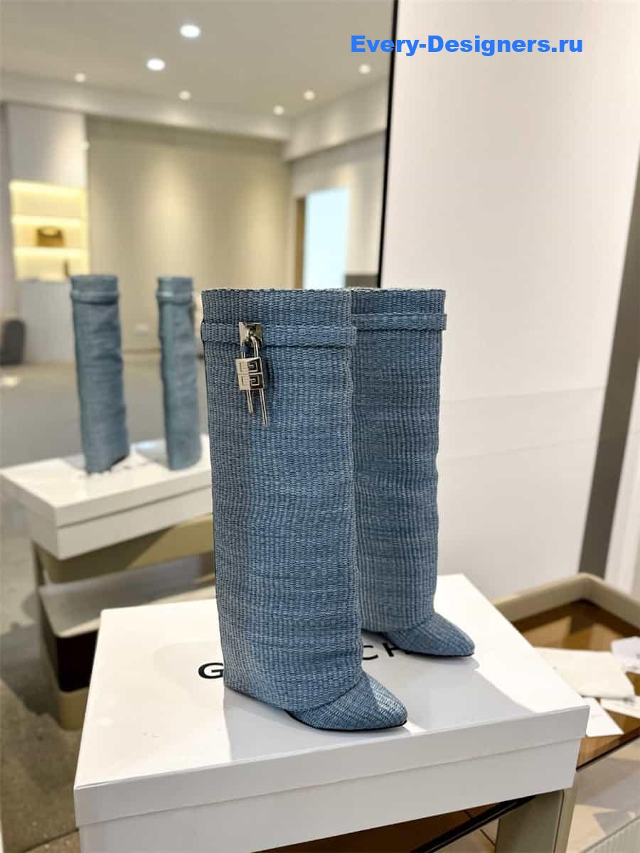 Givenchy Shark Lock Raffia Knee-High Boots