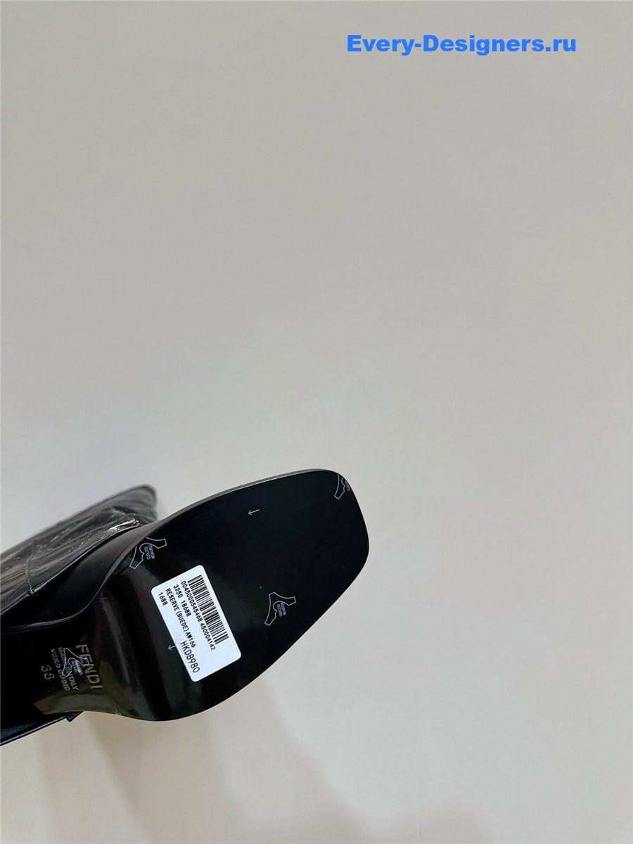 F**di show black leather high-heeled boots