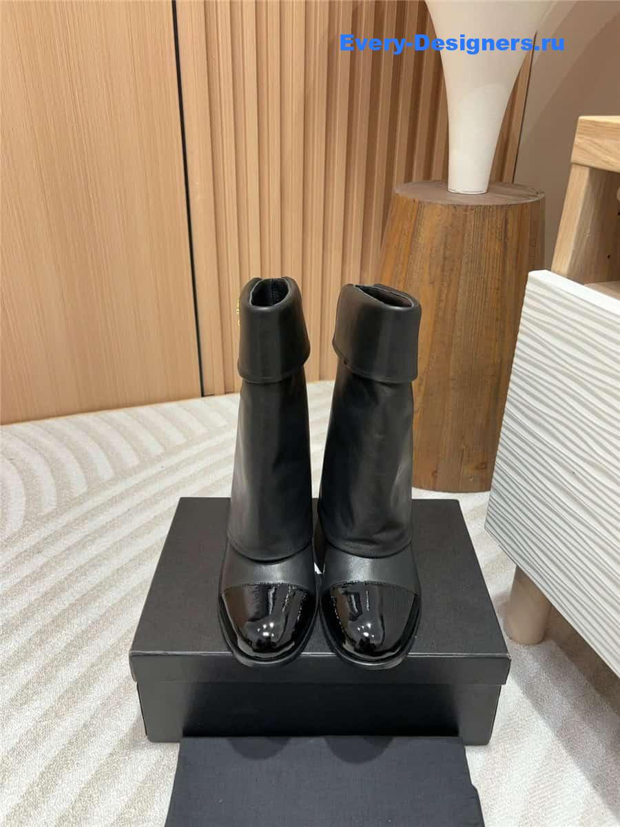 Ch**el leather foldover logo boots