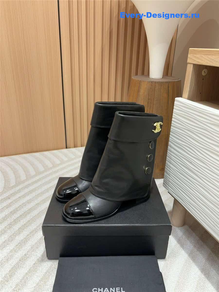 Ch**el leather foldover logo boots