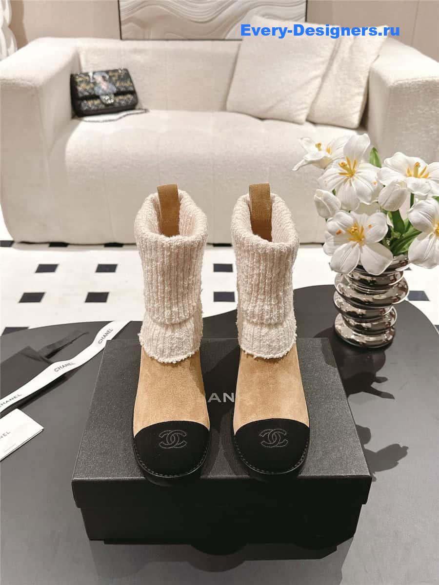 Ch**el brown suede sock ankle boots