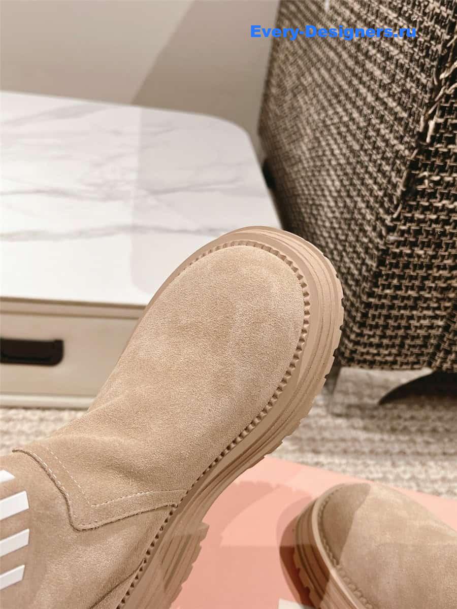 Miu Miu Logo Beige Sedue Platform Ankle Boot