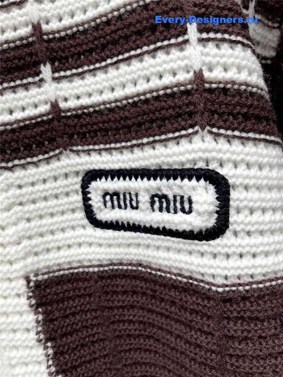 M1um1u colorblock lapel knitted jacket