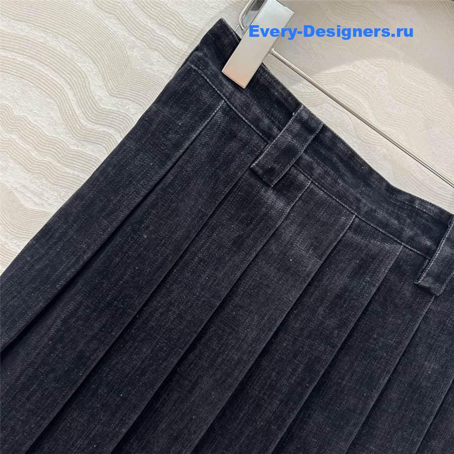 M1um1u denim pleated skirt