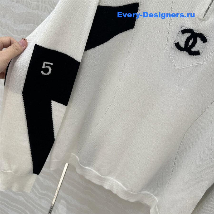 CC Half-Zip Logo Knit Hoodie White