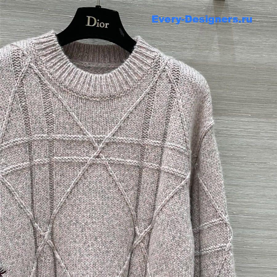 D10r check knit sweater beige