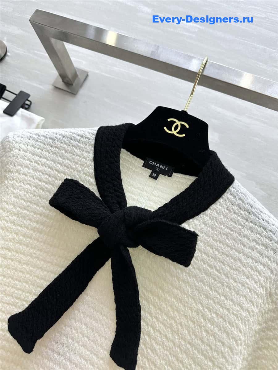 CC Bow Wool Sweater White