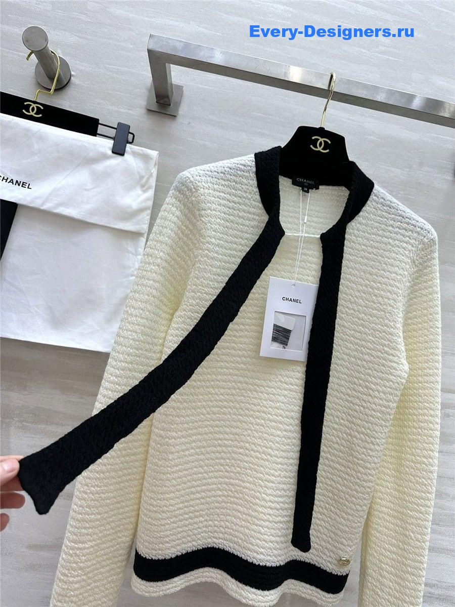 CC Bow Wool Sweater White