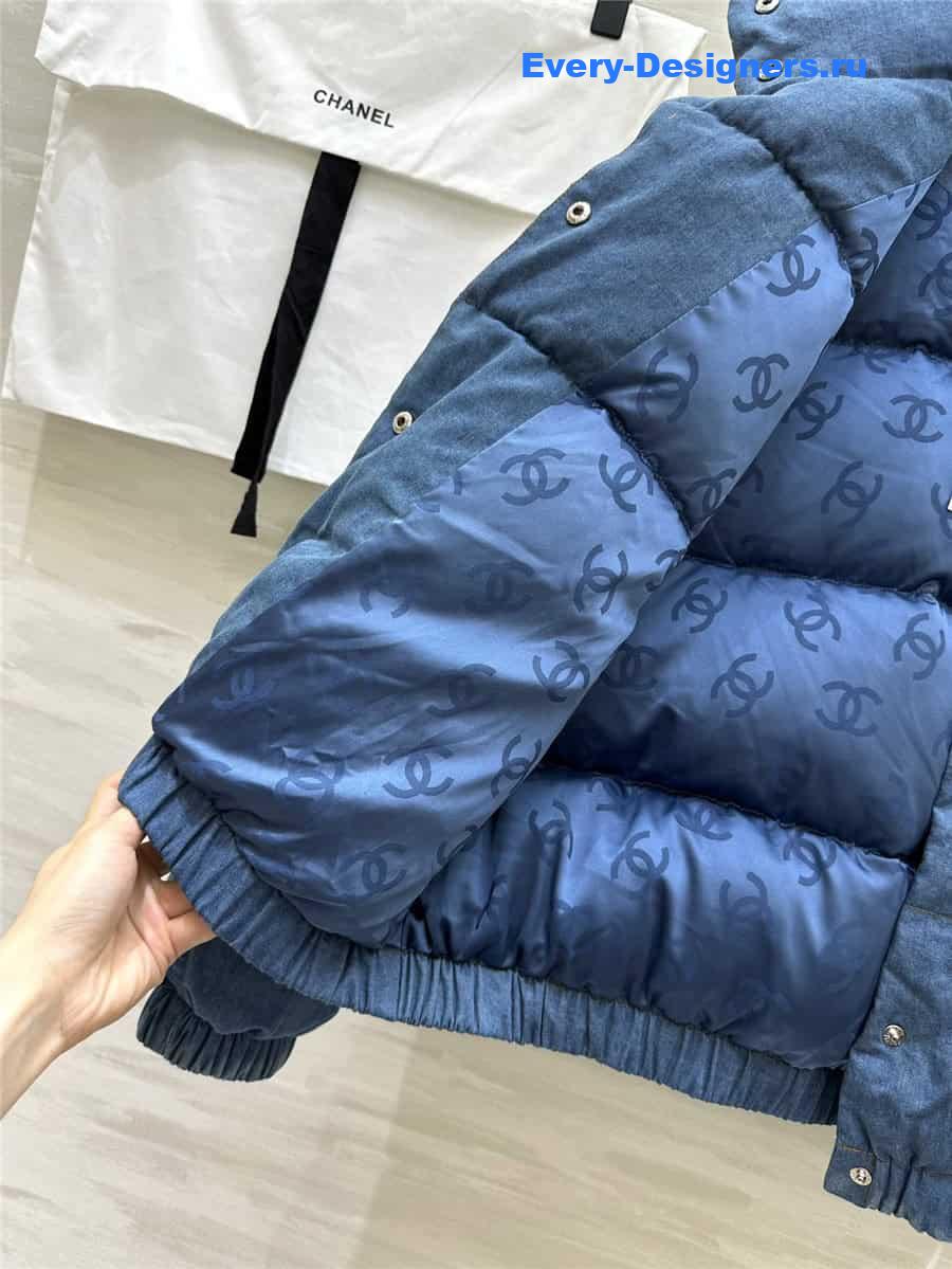 CC Stand Collar Denim Down Jacket