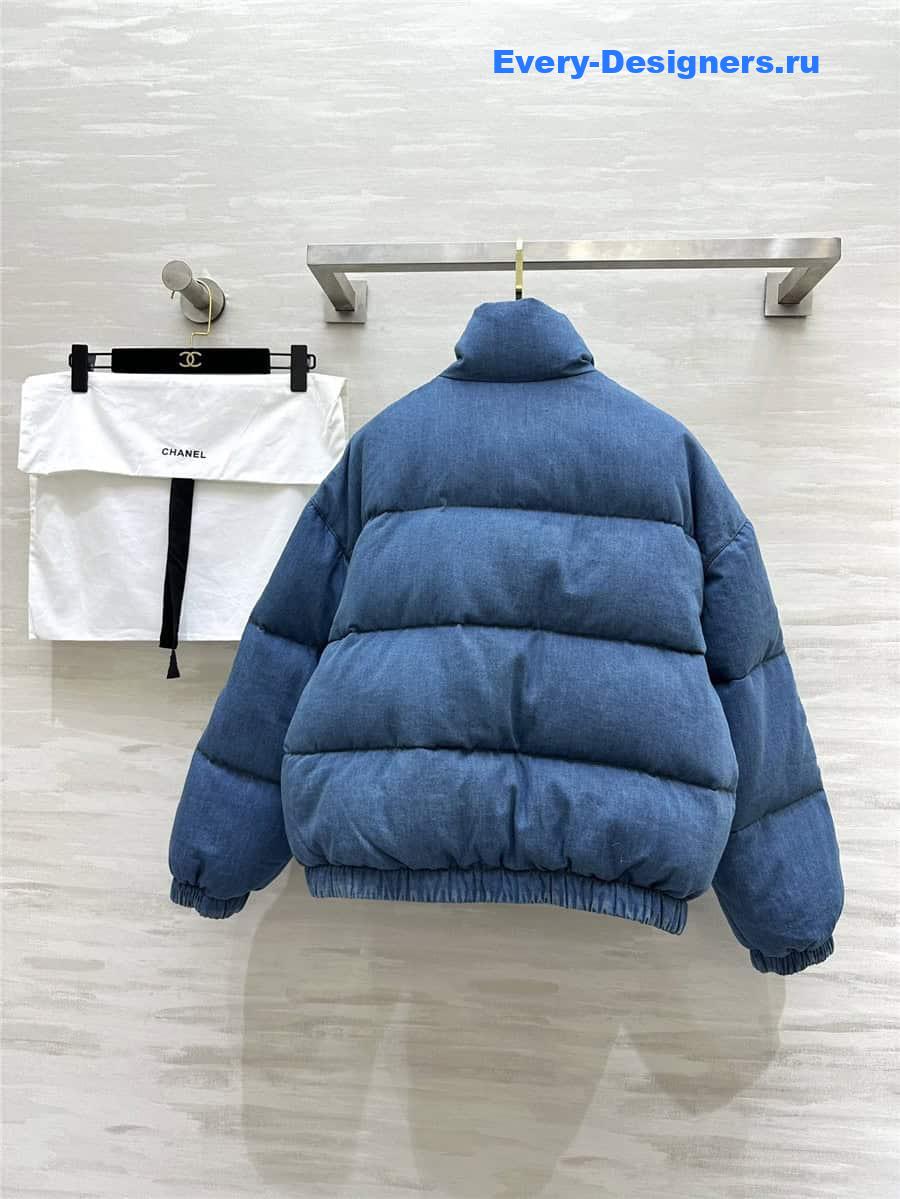 CC Stand Collar Denim Down Jacket